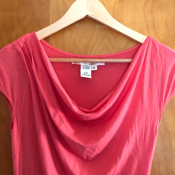 Studio M | Cowl Pleated Neck Ruched Side Top - Picture 2 of 7